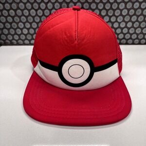 Pokemon Pokeball Ball Snapback Cap Hat Red Adjustible Fits Most Adult